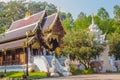 Beautiful Thai architecture Buddhist temple at Wat Ram Poeng (Tapotaram) temple, Chiang Mai, Thailand. Wat Rampoeng is one of famo