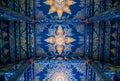 Thai design painting wallpaper in the blue temple