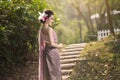 Beautiful Thai girl in Thai traditional costume