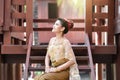 Beautiful Thai girl in Thai traditional costume