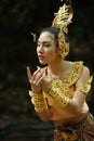 Beautiful Thai lady in Thai traditional drama dress Royalty Free Stock Photo