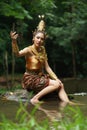 Beautiful Thai lady in Thai traditional drama dress Royalty Free Stock Photo