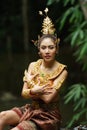 Beautiful Thai lady in Thai traditional drama dress Royalty Free Stock Photo