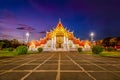 Beautiful Thai Marble Temple Wat Benchamabophit during twiligh