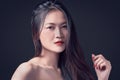 Thai model portrait shooting on dark background