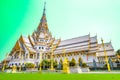 Beautiful Thai style church of Wat Sothon Wararam Worawihan in Chachoengsao Province