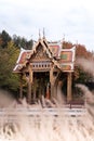 Beautiful thai temple, city park munich, in autmung with nice colors. Royalty Free Stock Photo