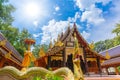 Beautiful Thai Temple with wooden handcraft art decoration in Chiangmai