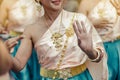 Beautiful Thai women in Thai traditional costume perform Thai dance