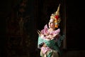 Beautiful Thai young woman portrait in Kinnaree traditional dress costume Art culture Thailand Dancing in masked khon Kinnaree in