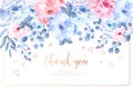 beautiful thank you card with watercolor flowers vector illustration Royalty Free Stock Photo