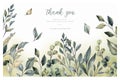 beautiful thank you card with watercolor leaves vector illustration Royalty Free Stock Photo