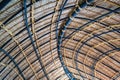 Beautiful thatched roof surface detail of mixed materials pattern structure by weave pile straw with steel bars.