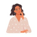 Beautiful thinking woman. Vector illustration in flat style