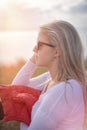 Beautiful Young Woman Girl outside in Sunglasses Royalty Free Stock Photo