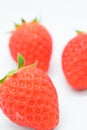 beautiful three fresh red strawberry isolated on white background Royalty Free Stock Photo