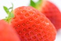 beautiful three fresh red strawberry isolated on white background Royalty Free Stock Photo