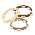 Beautiful Three Tambourine on A White Background