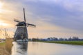 Beautiful three windmills in a Dutch winter landscape Royalty Free Stock Photo