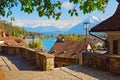 Beautiful Thun city, Lake Thunersee, swiss alps, Switzerland Royalty Free Stock Photo