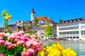 Beautiful Thun city, Lake Thunersee, swiss alps, Switzerland Royalty Free Stock Photo