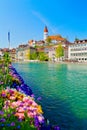 Beautiful Thun city, Lake Thunersee, swiss alps, Switzerland Royalty Free Stock Photo