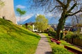 Beautiful Thun city, Lake Thunersee, swiss alps, Switzerland Royalty Free Stock Photo