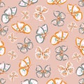 Beautiful tiful Flying Butterflies and Flowers ,leaves Seamless pattern Vector illustration