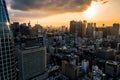 Aerial Drone Photo - Skyline of the city of Tokyo, Japan at sunrise. Asia