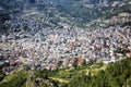 Beautiful top view of the dense building of the resort town. Bright sunny day