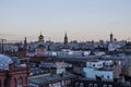 Top view of the historic center of Moscow Russia from the roof of the Central children`s store