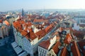 Beautiful top view of historical center of Prague Stare Mesto, Czech Republic