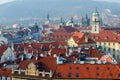 Beautiful top view of historical center of Prague Stare Mesto on sunny day, Czech Republic
