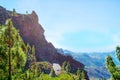 Beautiful top view of the mountains and mountain road. Grand Canaria. Spain. Travels. Transport