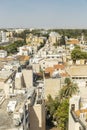 Beautiful top view of the orange roofs of houses in a European city. Royalty Free Stock Photo