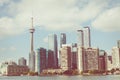 Beautiful Toronto`s skyline over lake. Toronto, Ontario, Canada.