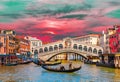 Beautiful tourist attraction of Venice near the Rialto Bridge, Italy