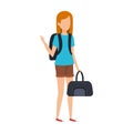 Beautiful tourist girl with handbag character