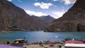 Beautiful tourist place and blue water lake, attabad lake Royalty Free Stock Photo