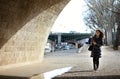 Beautiful tourist walking in Paris Royalty Free Stock Photo