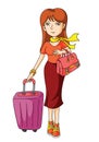 Beautiful Tourist Woman Color Illustration Design