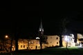 A beautiful tower of castle in Frydek - Mistek in midnight. A gothic building. Historic part of frydek mistek