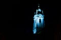Beautiful tower of Durnstein abbey at night. Wachau valley, Austria