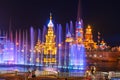 The beautiful tower night scape in matryoshka square of NZH Manzhouli sunset