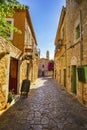 The beautiful town of Areopoli with traditional architectural buildings and stoned houses in Laconia, Greece