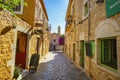 The beautiful town of Areopoli with traditional architectural buildings and stoned houses in Laconia, Greece Royalty Free Stock Photo