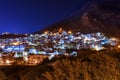 The beautiful town of Chefchaouen in the Rif Montains, Morocco, at night