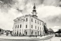 Beautiful town hall in main square, Kezmarok, Slovakia, colorles