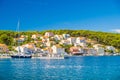 Town of Mali Losinj in Croatia, marina and sail boats on Adriatic coastline Royalty Free Stock Photo