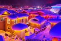 The beautiful town nightscape in winter